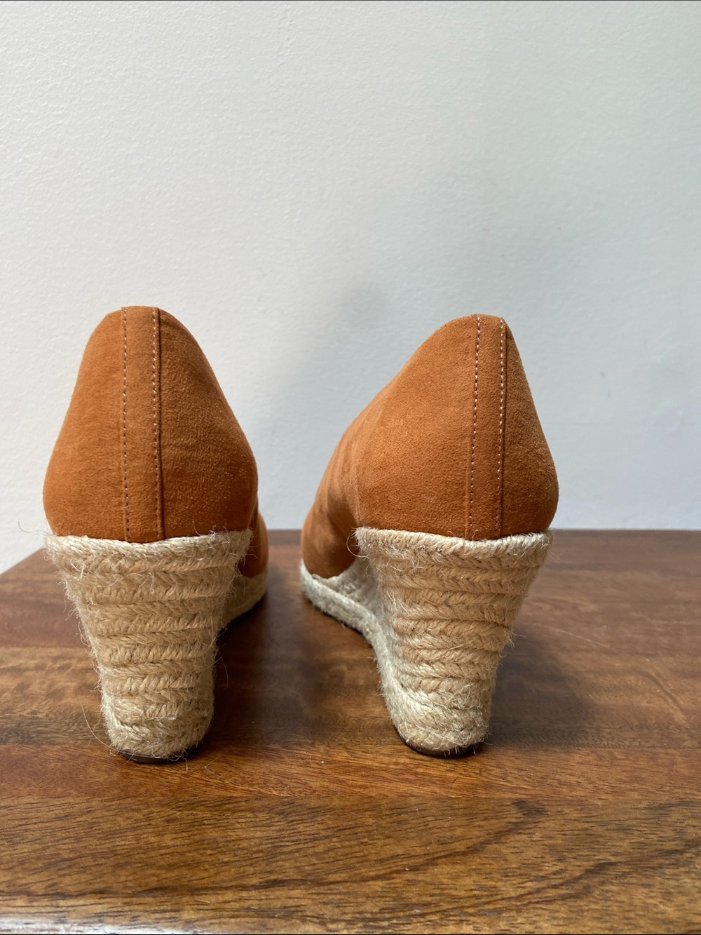 J. Crew Seville Suede Espadrille Wedge Pumps - Cognac Brown - Picture 5 of 9